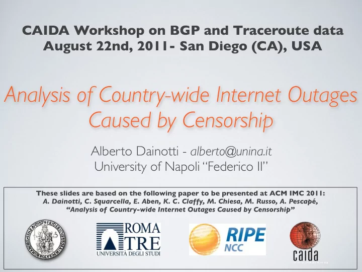 analysis of country wide internet outages caused by