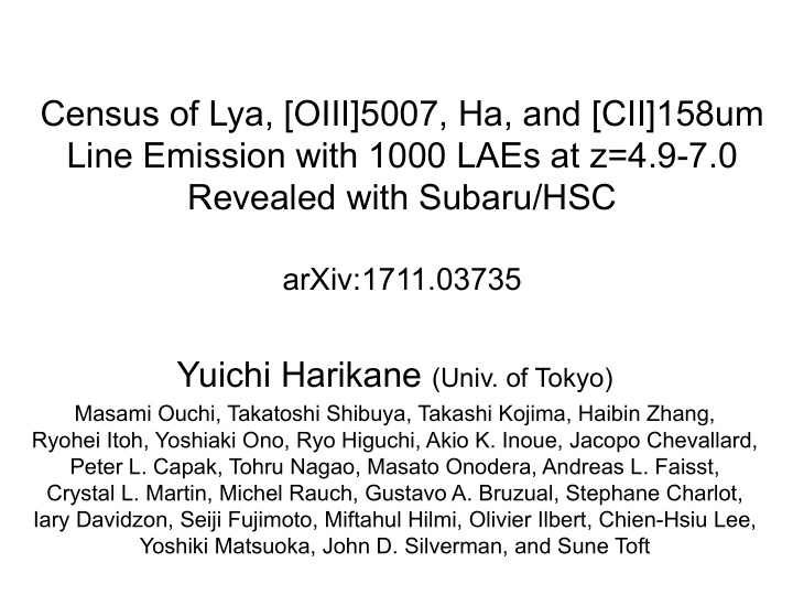 census of lya oiii 5007 ha and cii 158um line emission