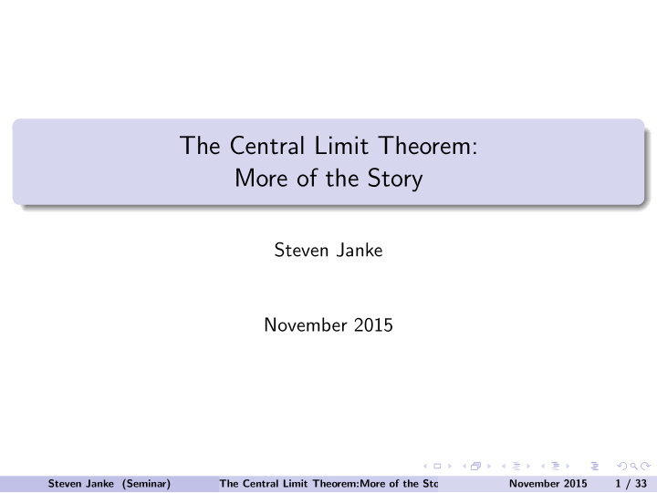 the central limit theorem more of the story