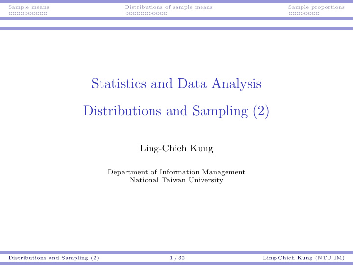 statistics and data analysis distributions and sampling 2