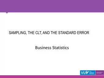 Business Statistics  CONTENTS  Sampling  The central limit theorem Point and interval estimates for