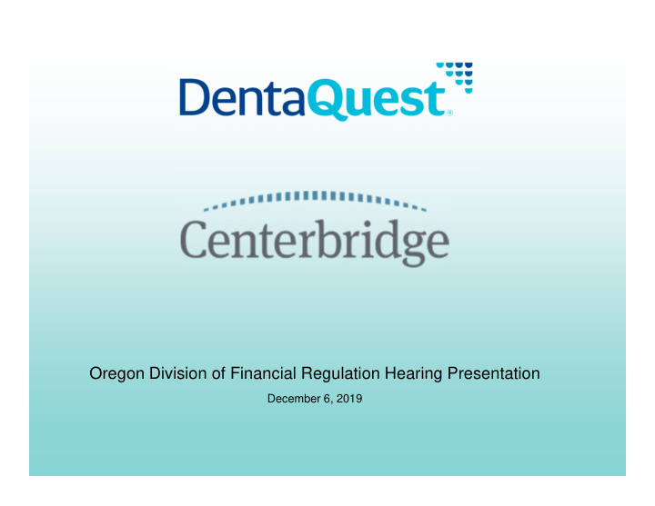 oregon division of financial regulation hearing