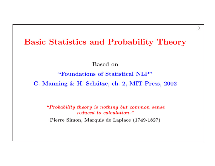 basic statistics and probability theory