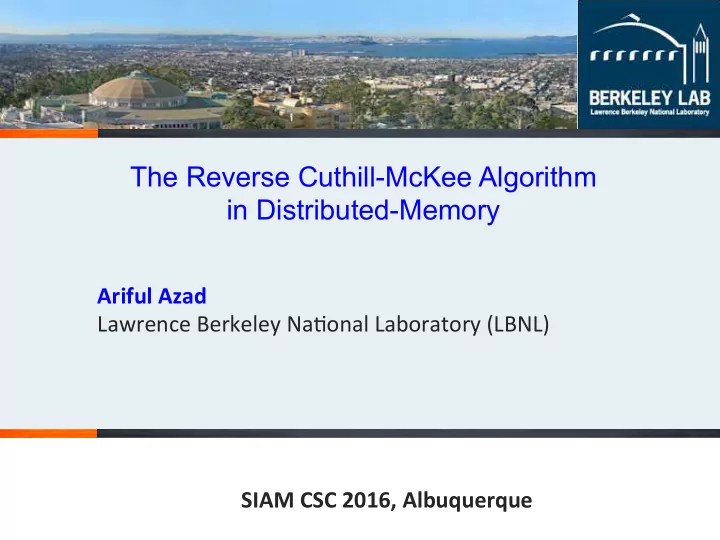 the reverse cuthill mckee algorithm in distributed memory