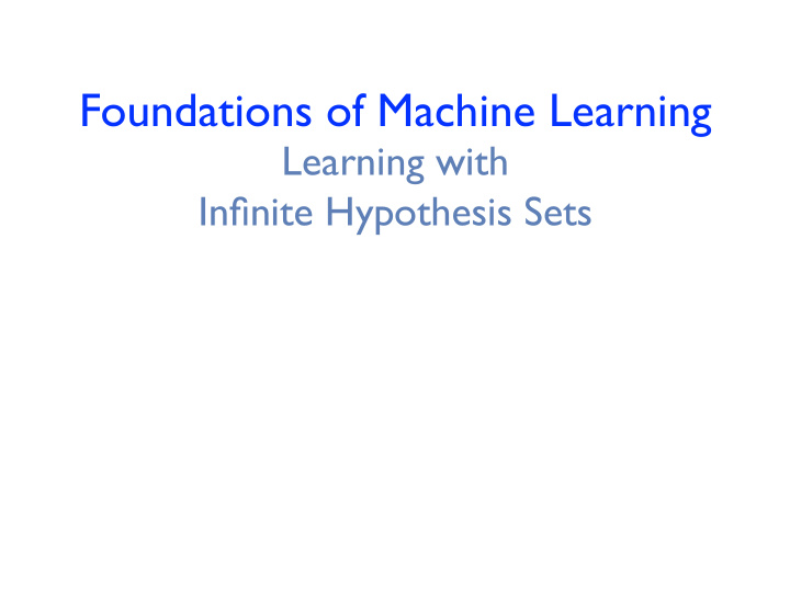 foundations of machine learning