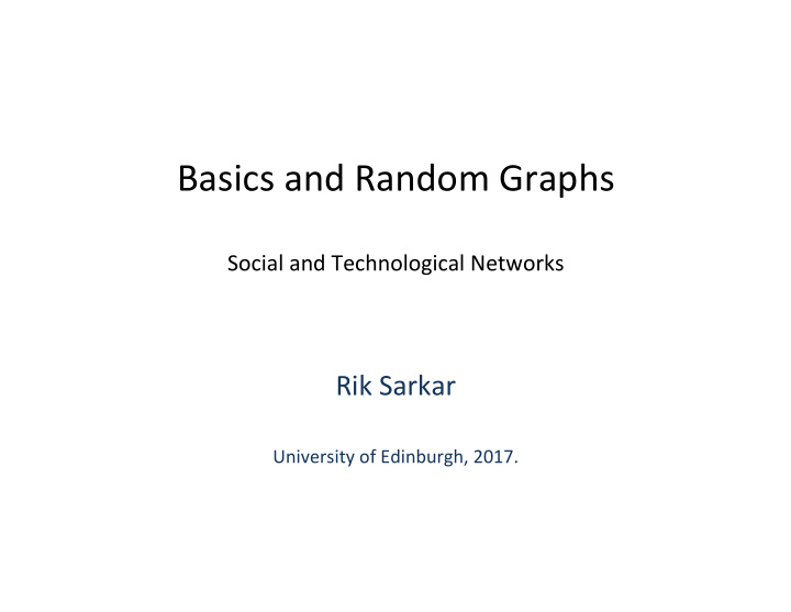 basics and random graphs