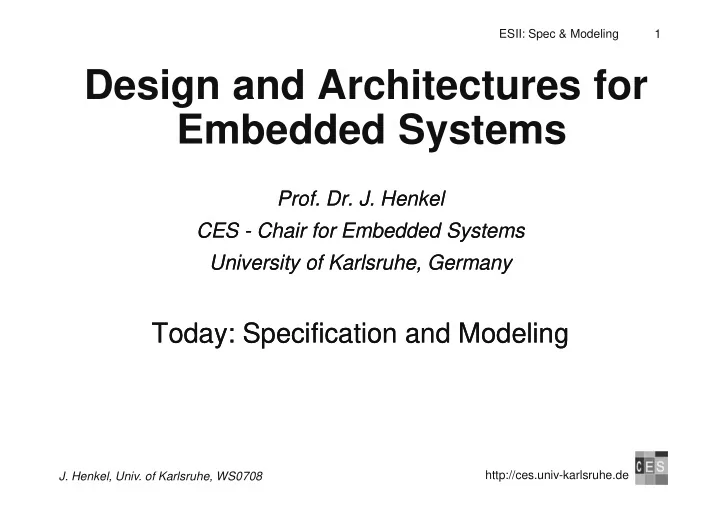 design and architectures for embedded systems