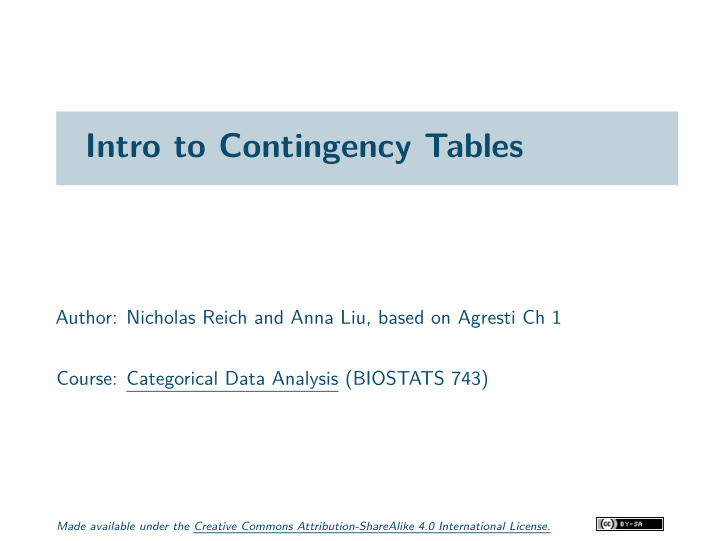 intro to contingency tables