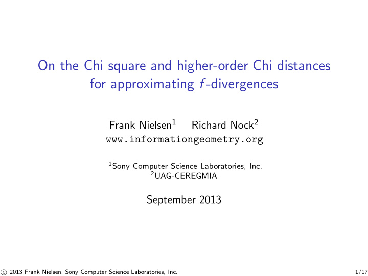 on the chi square and higher order chi distances for