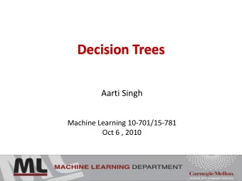 Decision Trees  Aarti Singh  Machine Learning 10-701/15-781  Oct 6 , 2010  Learning a good