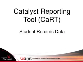 Tool (CaRT)  Student Records Data  Key Topics  Data Warehouse Modeling  Key Subject Areas