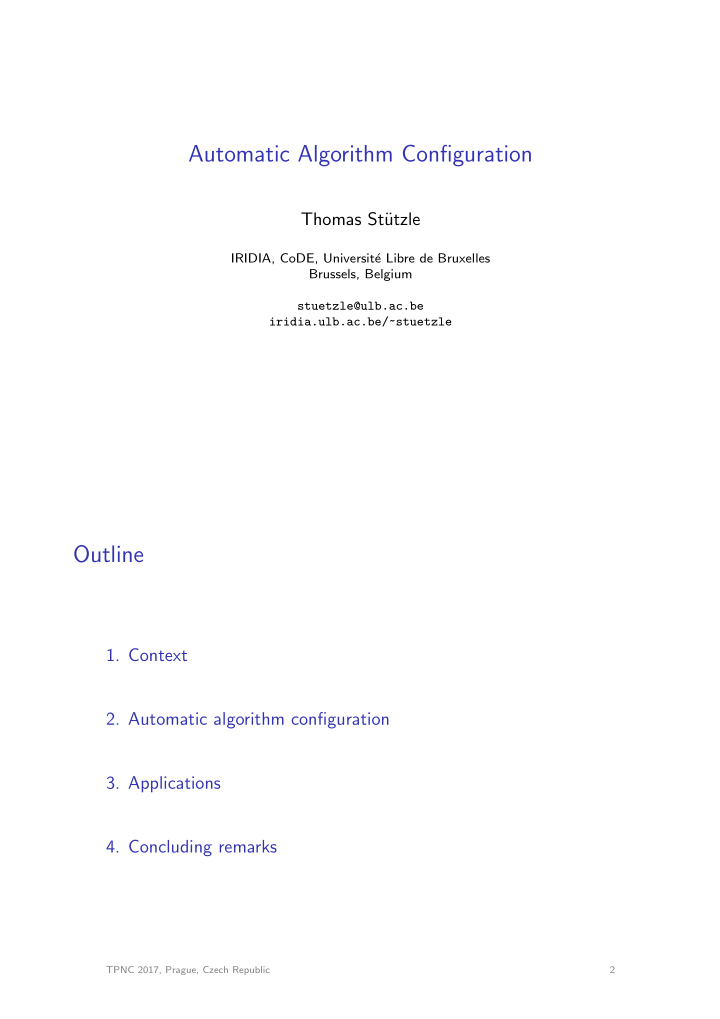 automatic algorithm configuration