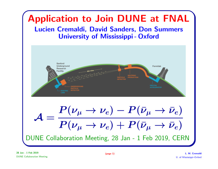 application to join dune at fnal