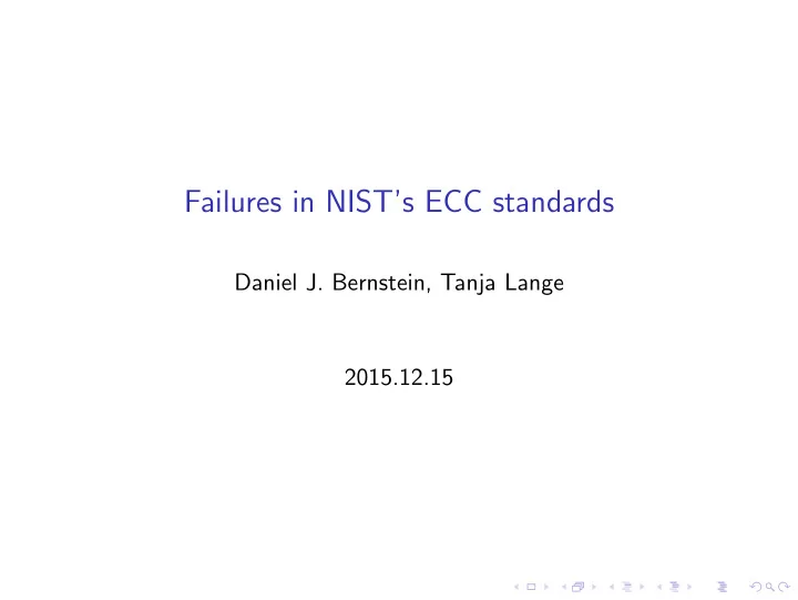 failures in nist s ecc standards