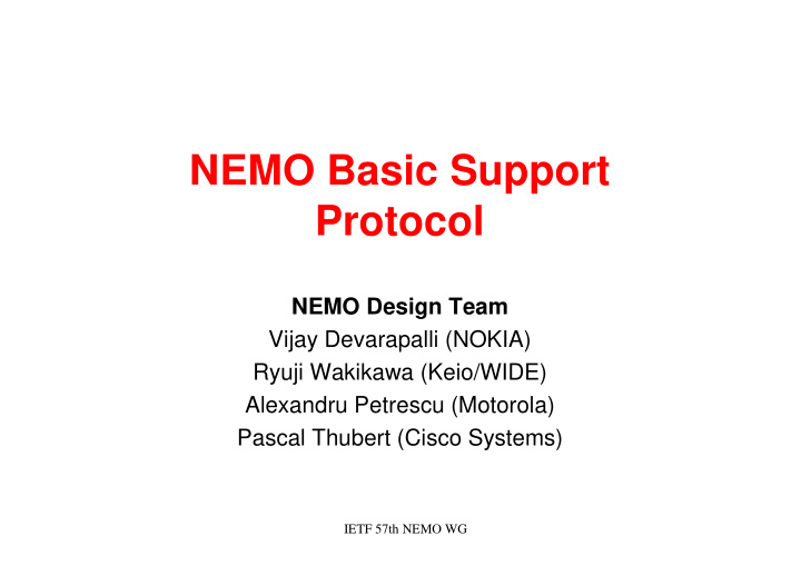 nemo basic support protocol