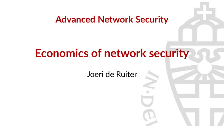 economics of network security