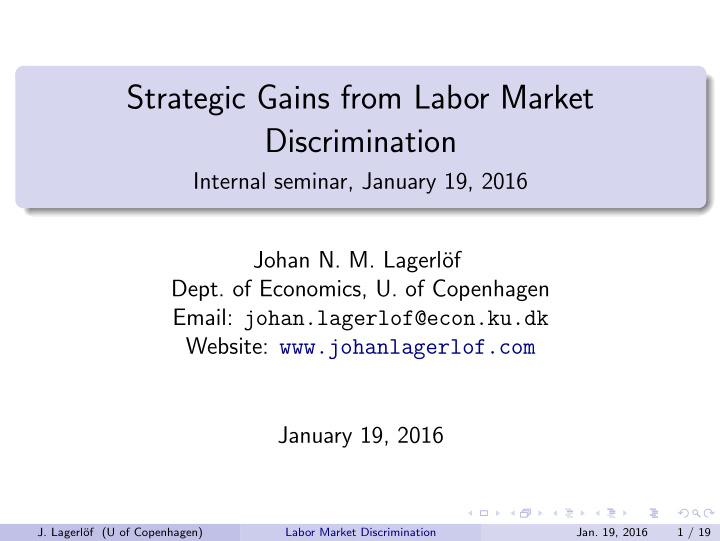 strategic gains from labor market discrimination