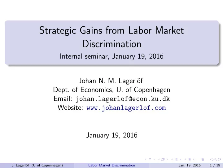 strategic gains from labor market discrimination