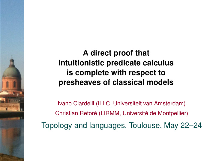 a direct proof that intuitionistic predicate calculus is