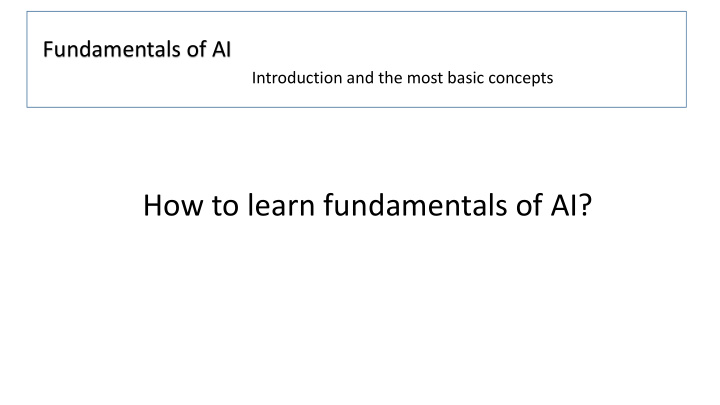 how to learn fundamentals of ai useful books