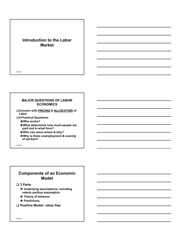 introduction to the labor market
