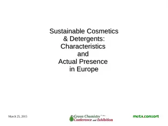 Sustainable Cosmetics  Sustainable Cosmetics  &amp; Detergents:  :  &amp; Detergents