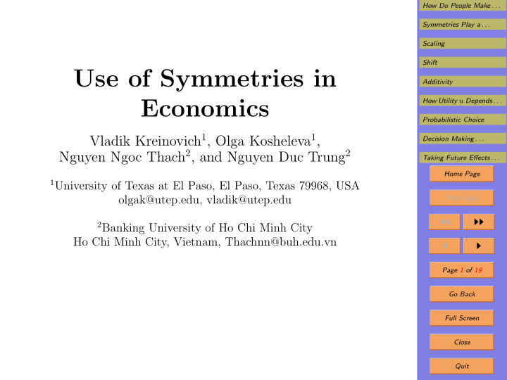 use of symmetries in