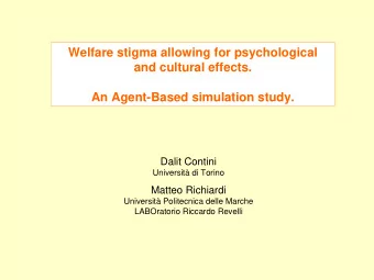 Welfare stigma allowing for psychological  and cultural effects.  An Agent-Based simulation study.