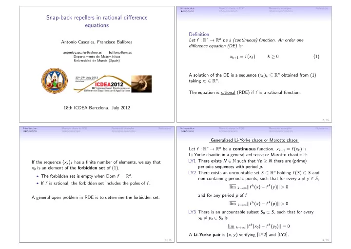 snap back repellers in rational difference equations