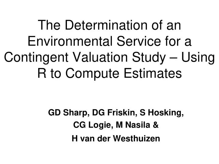 the determination of an environmental service for a