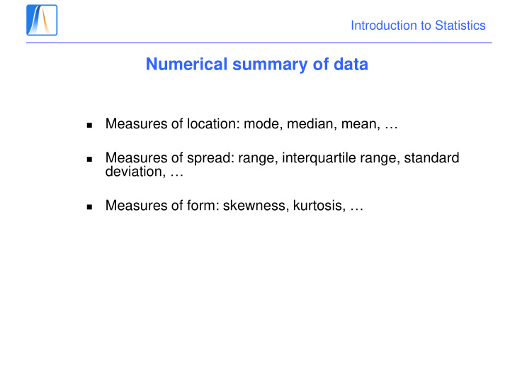 numerical summary of data
