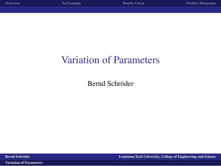 variation of parameters