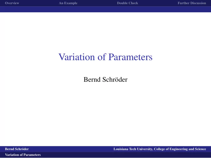 variation of parameters