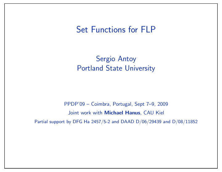 set functions for flp