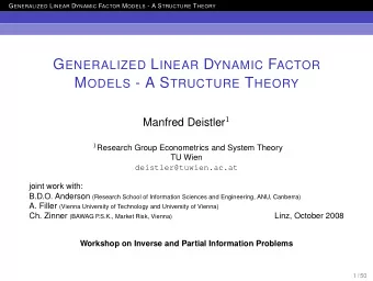 Contents  Introduction  1  The General Framework  2  3  Factorization of Rational Singular Spectra