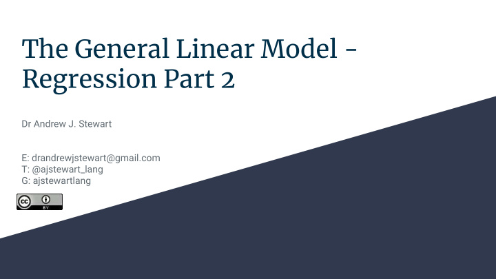 the general linear model regression part 2
