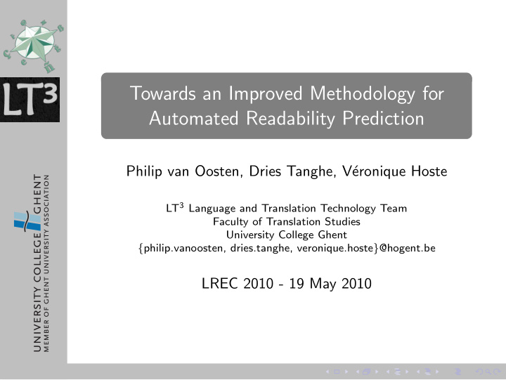 towards an improved methodology for automated readability