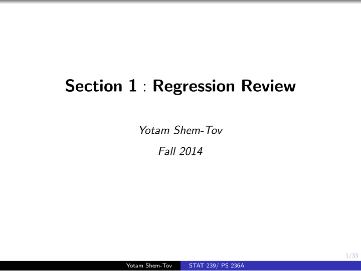 section 1 regression review