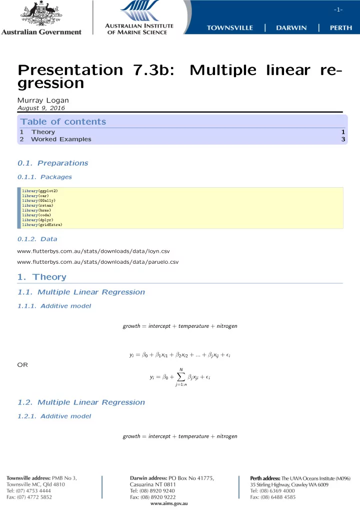 presentation 7 3b multiple linear re gression