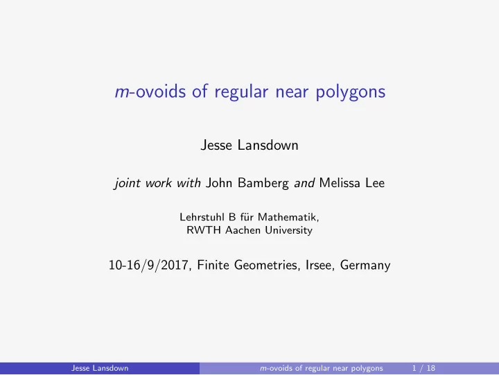 m ovoids of regular near polygons