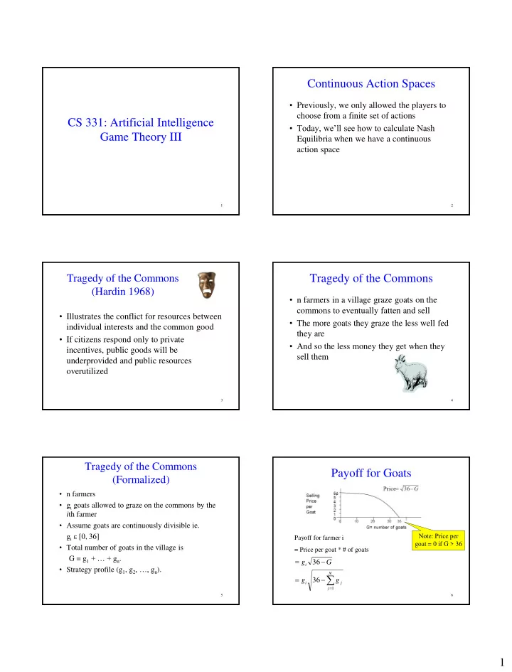 continuous action spaces