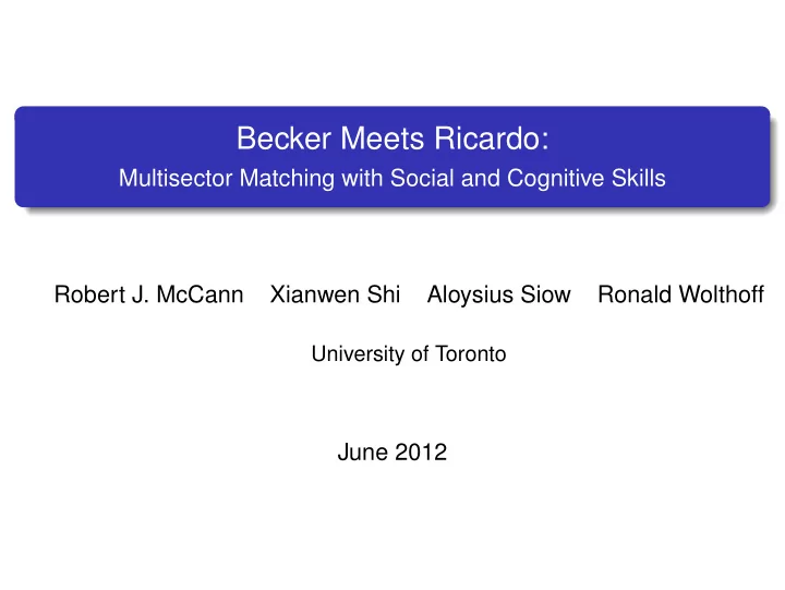 becker meets ricardo