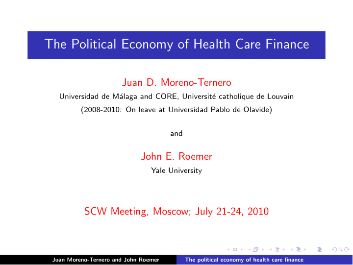 the political economy of health care finance