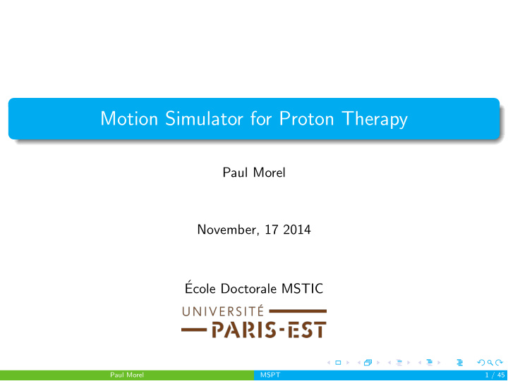 motion simulator for proton therapy