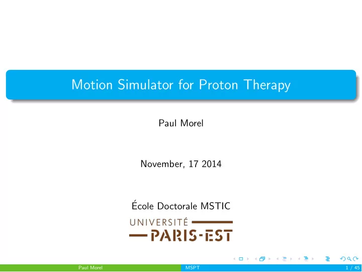 motion simulator for proton therapy