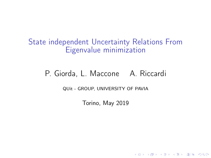 state independent uncertainty relations from eigenvalue