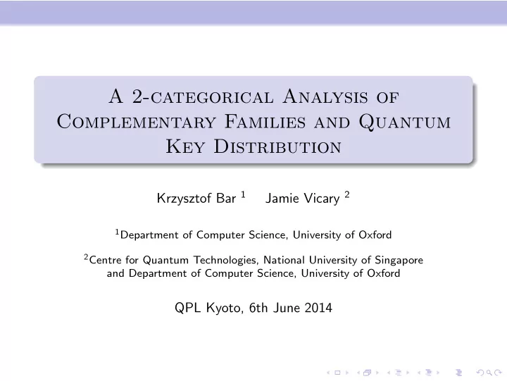 a 2 categorical analysis of complementary families and