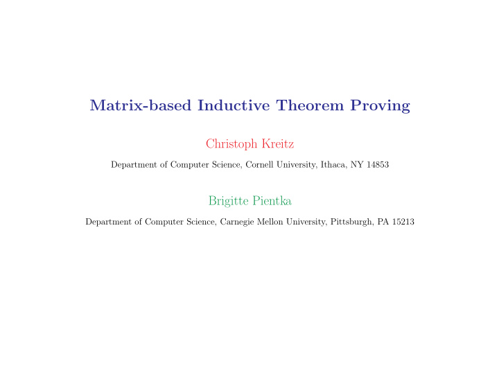 matrix based inductive theorem proving