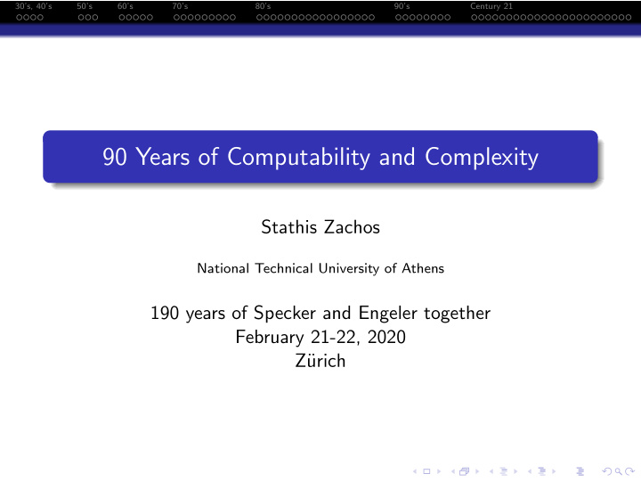 90 years of computability and complexity