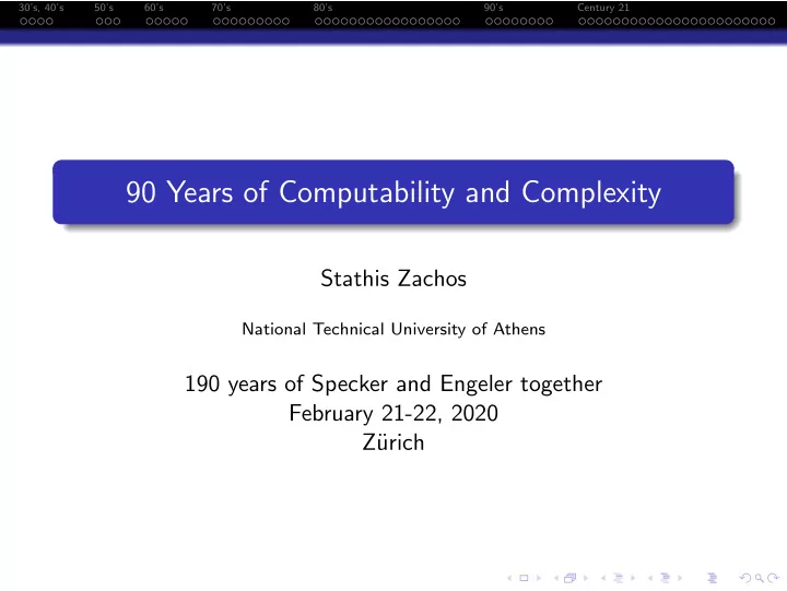 90 years of computability and complexity